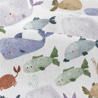 Hand Drawn Textured Marine Lif Modern Jersey