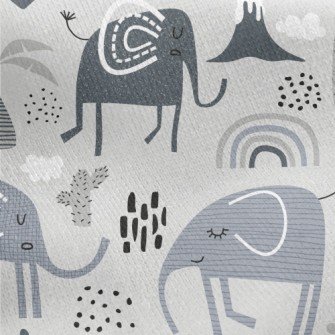Elephants With Various Pattern Jersey Backed Fleece
