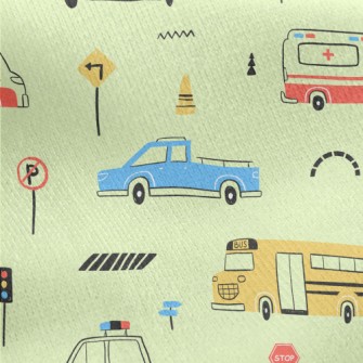 Hand Drawn Colorful Car Jersey Backed Fleece