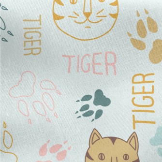 Simple Line Cat And Paw Prints Jersey Backed Fleece