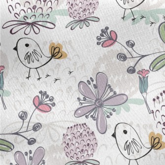 Hand Painted Brushes Birds And Jersey Backed Fleece