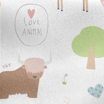 I Love Cute Animals Jersey Backed Fleece