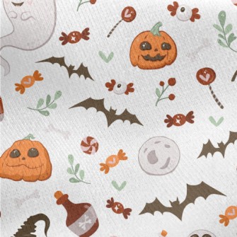 Bright And Cute Ghost Skull Pu Jersey Backed Fleece