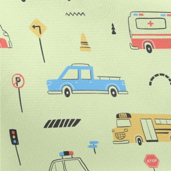 Hand Drawn Colorful Car Pongee