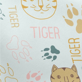 Simple Line Cat And Paw Prints Pongee