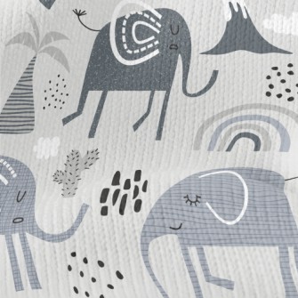 Elephants With Various Pattern Stretch Jersey