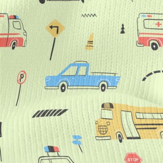 Hand Drawn Colorful Car Stretch Jersey