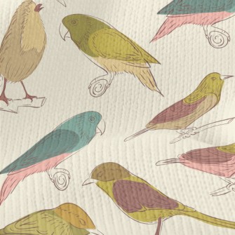 Simple Graffiti Of Various Bir Stretch Jersey