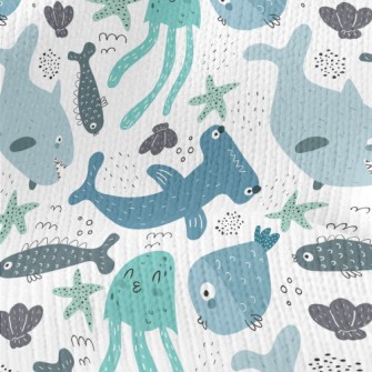Cute Marine Life For Kids Stretch Jersey