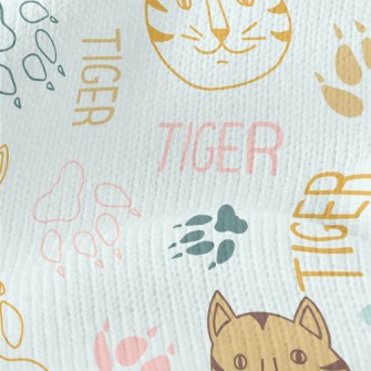 Simple Line Cat And Paw Prints Stretch Jersey