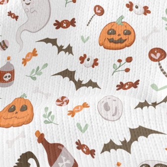 Bright And Cute Ghost Skull Pu Stretch Jersey