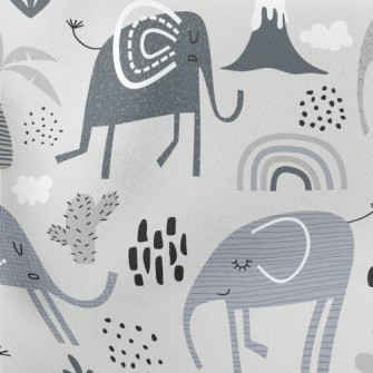 Elephants With Various Pattern Lightweight Cotton Poplin