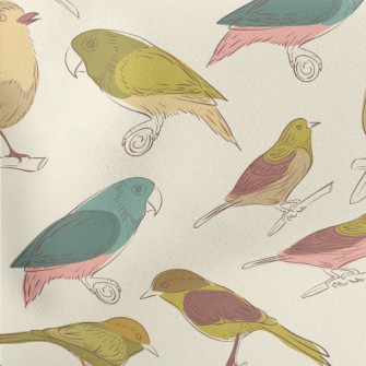 Simple Graffiti Of Various Bir Lightweight Cotton Poplin