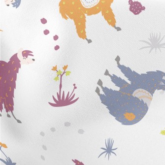 Brightly Colored Alpacas Lightweight Cotton Poplin