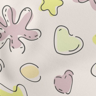Doodle Style Starfish Lightweight Cotton Poplin