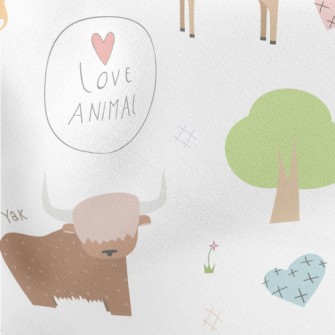 I Love Cute Animals Lightweight Cotton Poplin