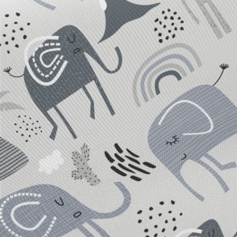 Elephants With Various Pattern Midweight Cotton Poplin