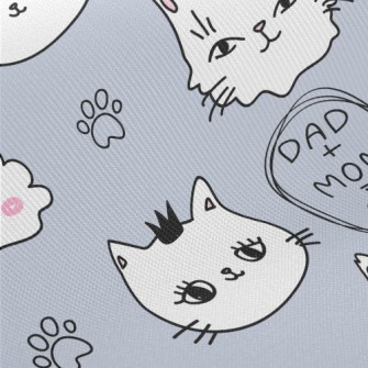 Hand Drawn White Cat Midweight Cotton Poplin