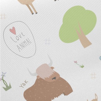 I Love Cute Animals Midweight Cotton Poplin