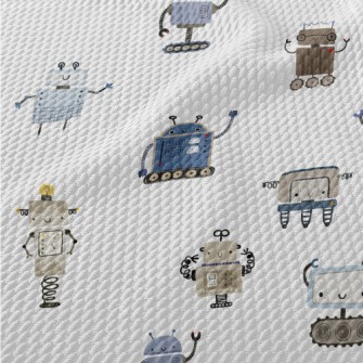 Various Cute Robots Birdseye Piqué