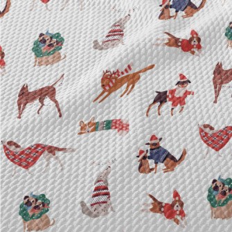 Dogs Celebrating Christmas Tog Birdseye Piqué