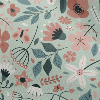 Pale Color Floral Leaves Chiffon