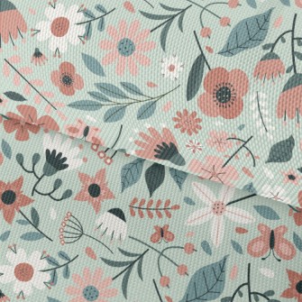 Pale Color Floral Leaves Waterproof Oxford