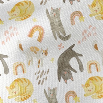 Watercolor Style Playing Cat Waterproof Canvas