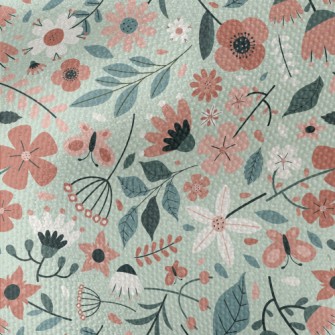 Pale Color Floral Leaves Waterproof Canvas