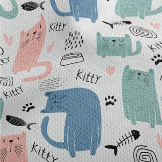Colorful Silly Cat Athletic Mesh Flat Back