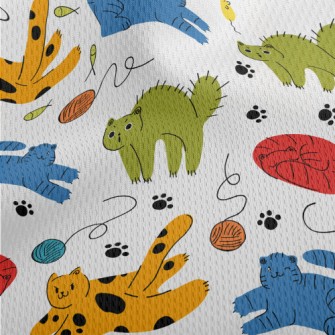 Colorful Naughty Cat Athletic Mesh Flat Back