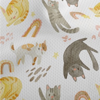 Watercolor Style Playing Cat Athletic Mesh Flat Back