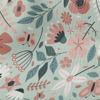 Pale Color Floral Leaves Terry