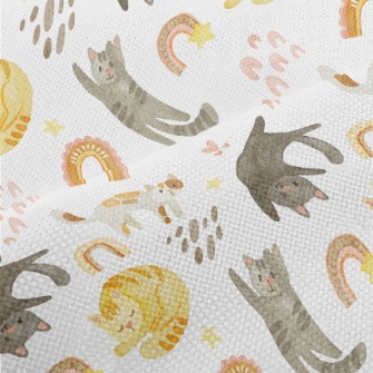 Watercolor Style Playing Cat Performance Linen