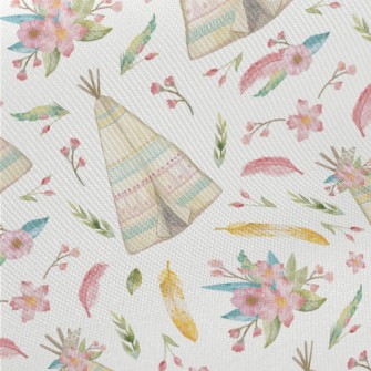 Watercolor Indian Teepee Twill