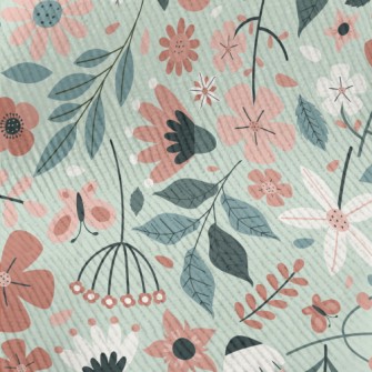 Pale Color Floral Leaves Standard Corduroy