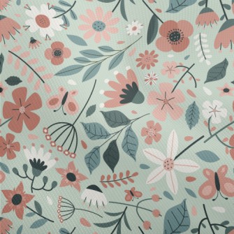 Pale Color Floral Leaves Dobby