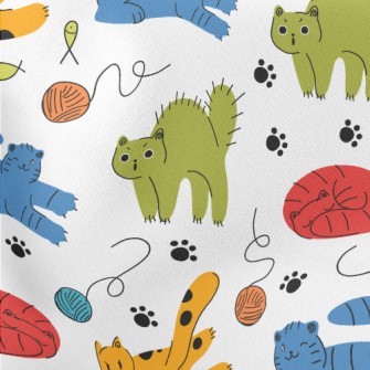 Colorful Naughty Cat Stretch Ponte