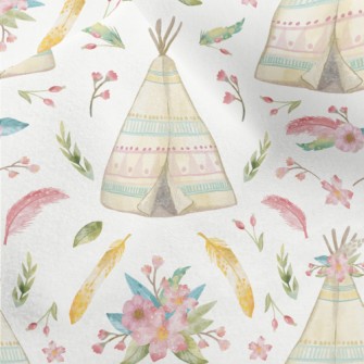 Watercolor Indian Teepee Micro Fleece