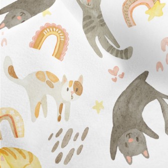 Watercolor Style Playing Cat Micro Fleece