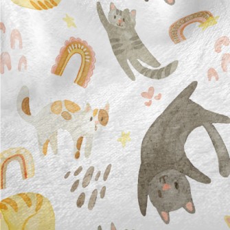 Watercolor Style Playing Cat Minky