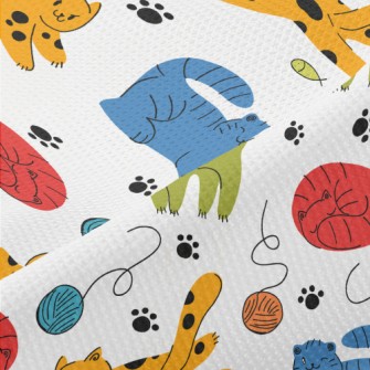 Colorful Naughty Cat Piqué