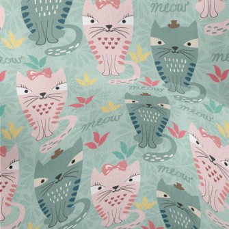 Pink Green Exotic Cat Lightweight Performance Linen