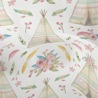 Watercolor Indian Teepee Lightweight Performance Linen