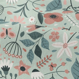 Pale Color Floral Leaves Modern Jersey
