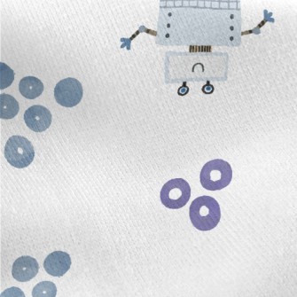 Cute Smiling Robot Jersey Backed Fleece