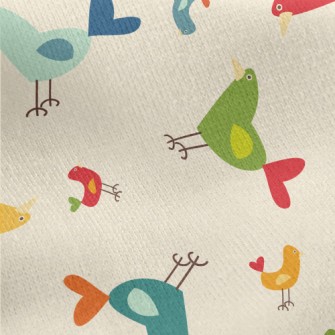 Colorful Simple Bird Jersey Backed Fleece
