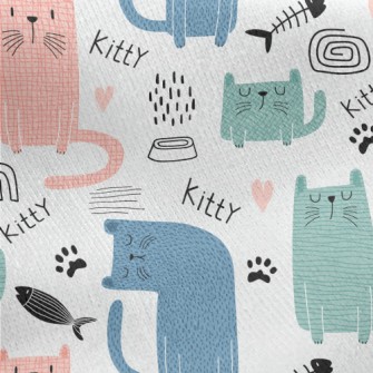 Colorful Silly Cat Jersey Backed Fleece