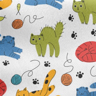 Colorful Naughty Cat Jersey Backed Fleece