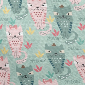 Pink Green Exotic Cat Pongee